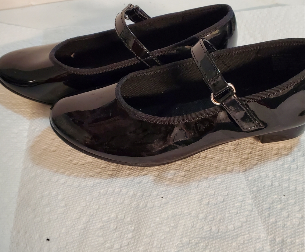 American Ballet Theatre Spotlights Girls Mary Jane Tap Shoes Sz 11.5Black Patent